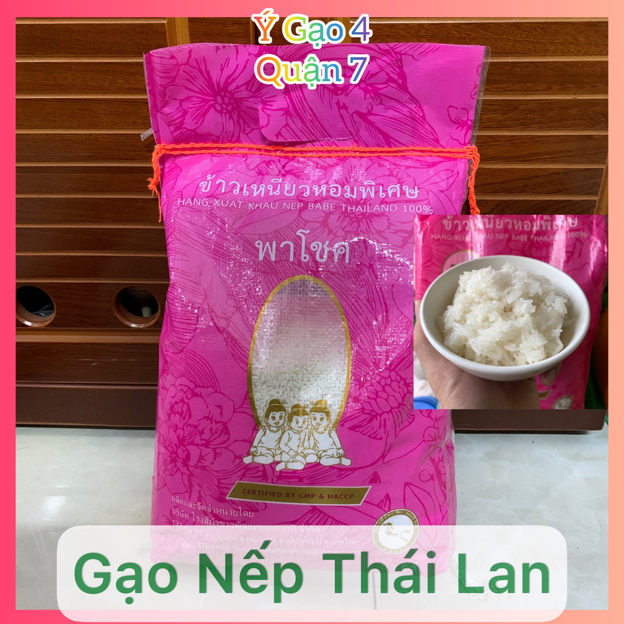 Gạo Nếp Thái 1Kg – Nhập khẩu trực tiếp từ Thái Lan – Hạt gạo dài, màu trắng đục, cơm...