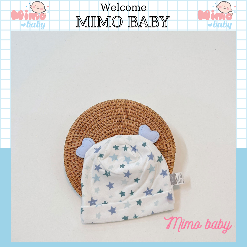 Mũ cotton sơ sinh cao cấp hình nơ, hình gấu đáng yêu Mimo Baby cho bé 0-6m MD20