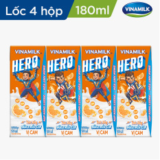 Thức uống sữa trái cây vị cam Vinamilk Hero – Lốc 4 hộp 180ml