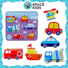 Đồ chơi trẻ em Space Kids Hộp ghép hình gỗ 6 trong 1 đồ chơi thông minh nhiều chủ đề cho bé loại hộp dẹt, chất liệu gỗ tự nhiên