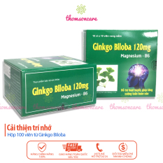 Ginkgo Biloba 120mg Hộp 100 viên – cải thiện trí nhớ, giảm mất ngủ, hoạt huyết dưỡng não, có thêm Magie B6