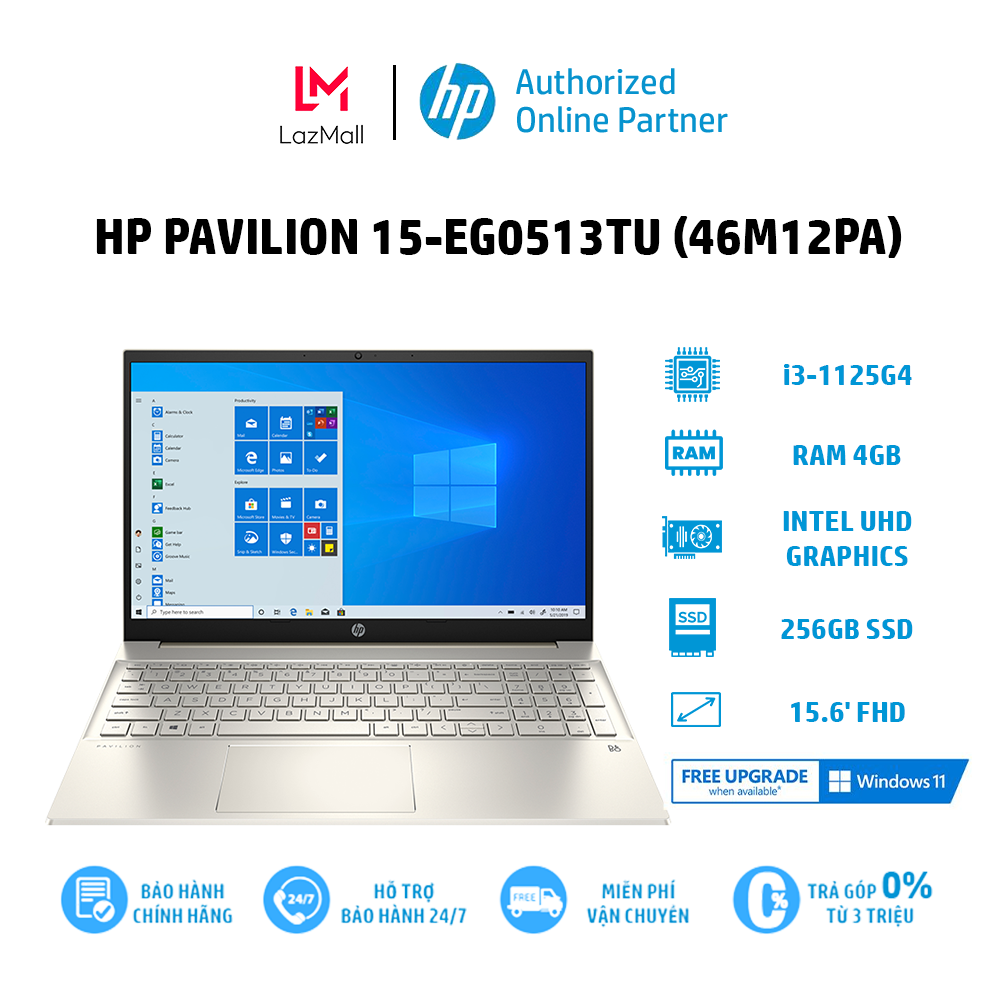 [VOUCHER 1 TRIỆU]Laptop HP Pavilion 15-eg0513TU (46M12PA) i3-1125G4 | 4GB | 256GB | Intel UHD Graphics | 15.6′ FHD | Win 10