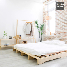 Giường Pallet Gỗ Thông 100% Lắp Ráp Kiểu Hàn Tối Giản – Full Size – Bảo hành 12 tháng