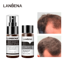 LANBENA Dầu tinh chất mọc tóc + Xịt tinh chất mọc tóc Nhanh Quyền lực Ngăn ngừa Hói đầu đầu chống rụng tóc nuôi dưỡng chân tóc 2 CÁI
