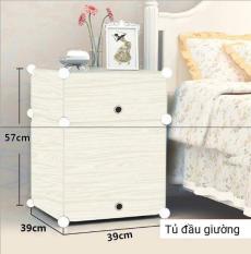 Tủ Đầu Giường Bằng Nhựa 2 Ngăn Lắp Ghép Tiện Lợi Gọn Gàng JJ0707