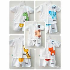 Set 5 bộ cài cúc giữa trắng in hình cho bé trai / bé gái