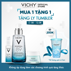 Bộ Dưỡng chất (Serum) khoáng phục hồi chuyên sâu Vichy Mineral 89 50ml Tặng Mặt nạ ngủ cấp nước Aqualia Sleeping Mask 15ml và Serum Mineral 89 10ml