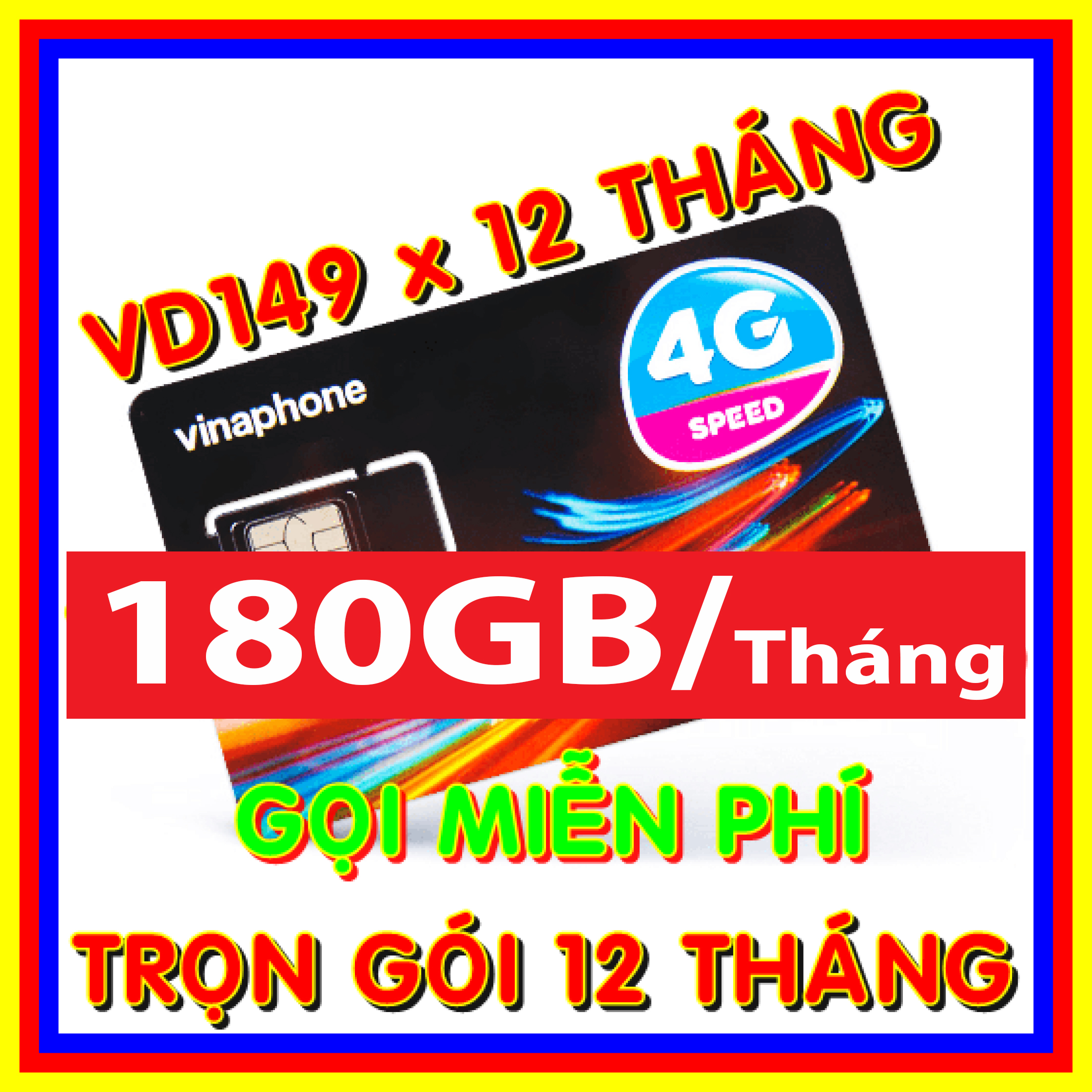 Sim 4G trọn gói 1 năm Vina VD149 180gb/tháng 6gb/ngày Miễn phí gọi Sim 4G Vinaphone trọn gói 1 năm...
