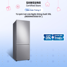 [Miễn phí giao + lắp HN][Voucher Upto 1triệu][Trả góp 0%] Tủ lạnh Samsung hai cửa Ngăn Đông Dưới 310L (RB30N4010S8/SV) | Công nghệ Digital Inverter | Vận hành ổn định , bền bỉ | Công nghệ làm lạnh vòm | Hàng chính hãng