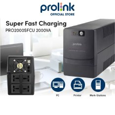Bộ lưu điện UPS PROLiNK PRO2000SFCU (2000VA) công suất 1200W, tích hợp bộ AVR, sạc siêu nhanh, dùng cho PC, Camera, Wifi