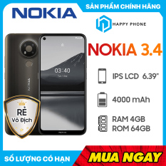 Điện Thoại Nokia 3.4 (4GB/64GB)- Hàng Chính Hãng, Mới 100%, Nguyên Seal, Bảo hành 12 tháng