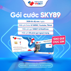 Sim 4G VNSKY gọi miễn phí, Data thả ga, lướt Tiktok, Youtube không giới hạn SKY89 – gói 1 tháng