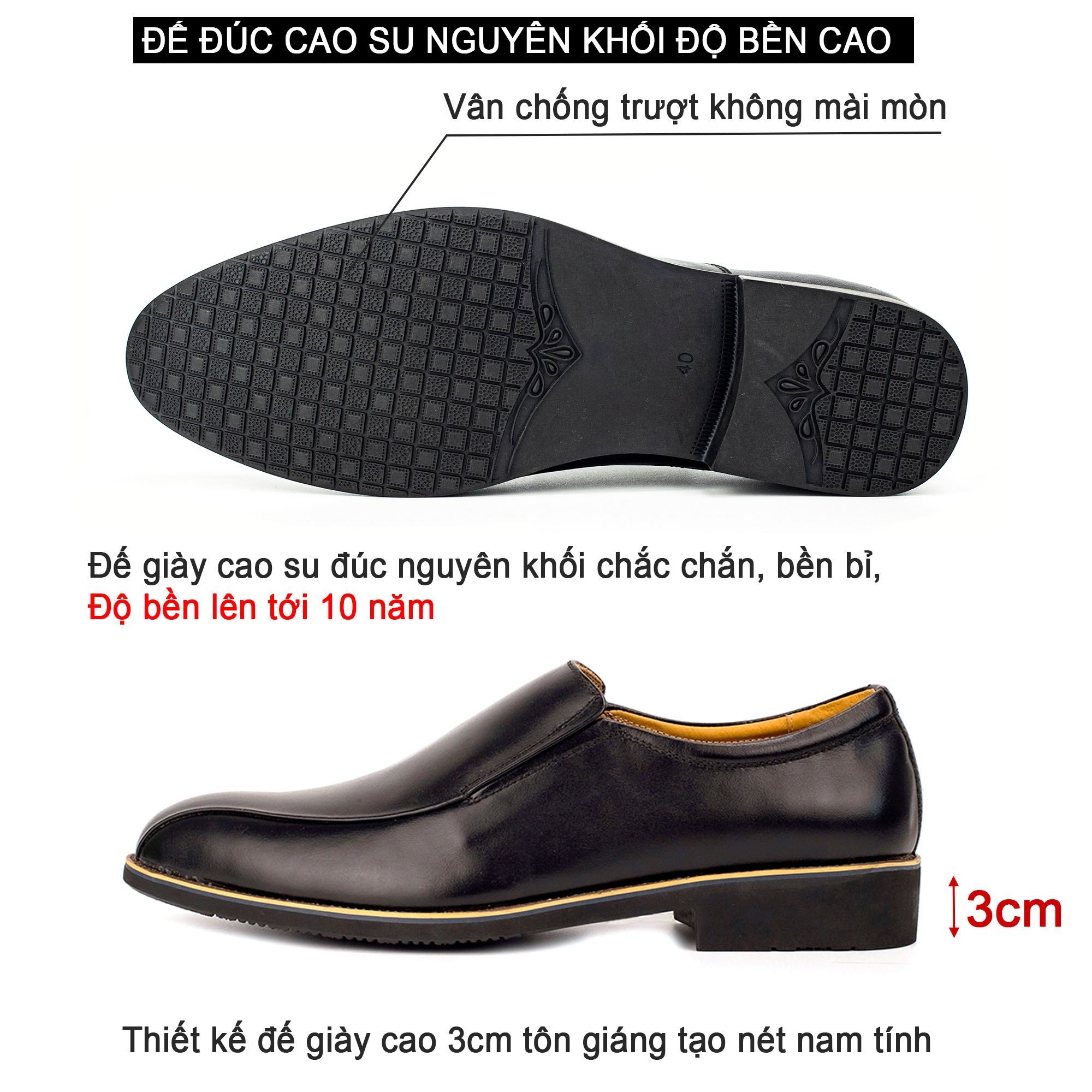 Giày tây nam công sở da bò nappa cao cấp, giày lười nam màu đen G109- Bụi leather- hộp sang...