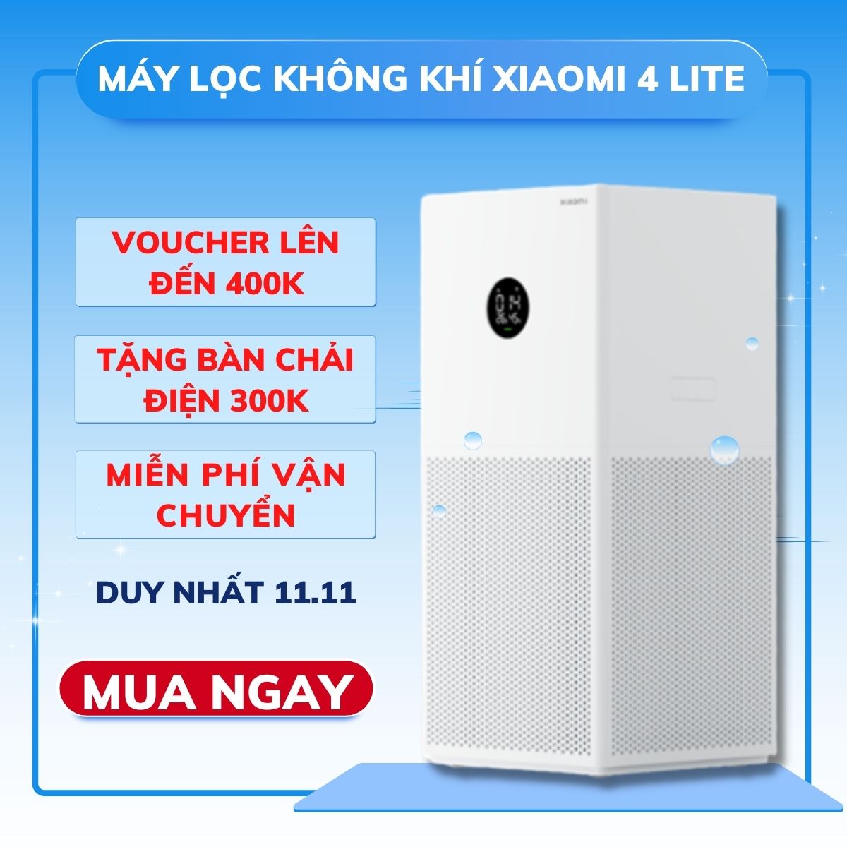 Máy Lọc Không Khí Xiaomi 4 LITE BẢN QUỐC TẾ | Air purifier | May loc khong khi | Lõi...