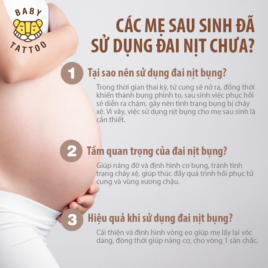 Đai Gen Nịt Bụng Baby Tattoo Định Hình Vòng Eo Sau Sinh Cho Mẹ