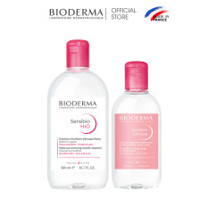 Bộ đôi nước tẩy trang làm sạch micellar cho da nhạy cảm Bioderma Sensibio H2O 500ml và dung dịch cân bằng, dưỡng ẩm 250ml