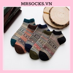 Tất cổ ngắn nam nữ vớ thổ cẩm cố thấp thời trang hàn quốc đẹp giá rẻ giữ ấm chân style vintage MRSOCKS VN049