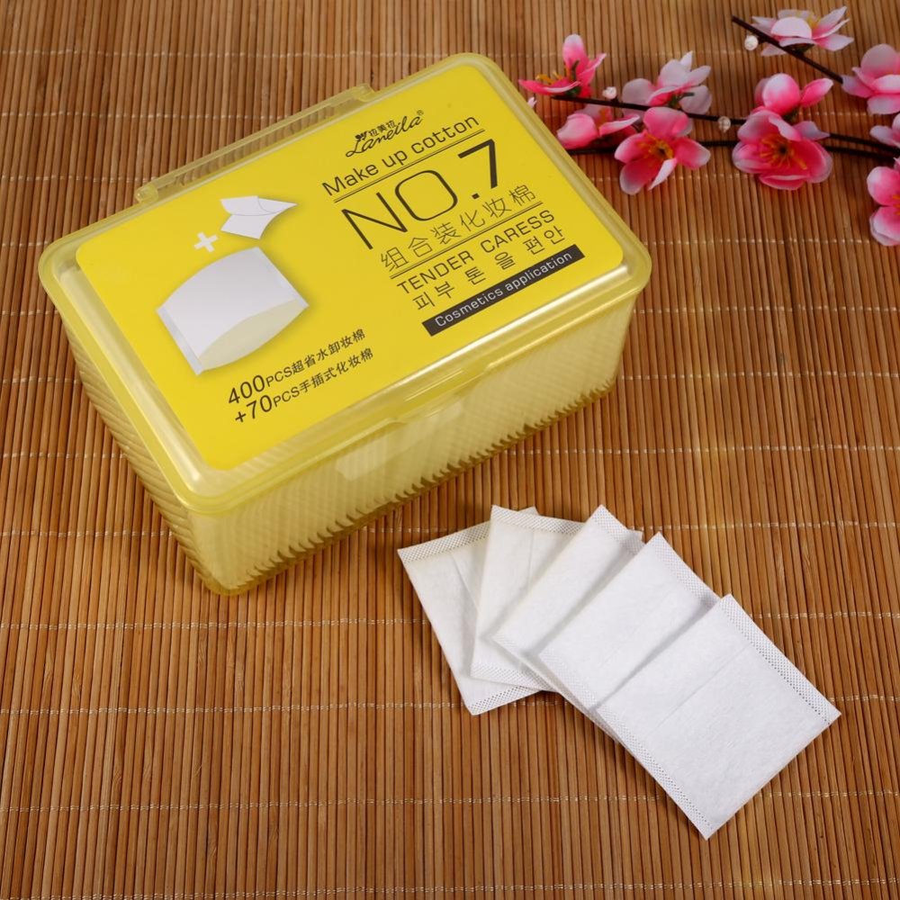 470Pcs/Set Cosmetic Cotton Pad Lint Free Facial Eye Cleansing Makeup Remover Tool With Box