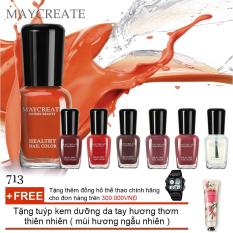 Bộ 06 lọ sơn móng tay màu cao cấp Maycreate ( Mã màu 713 ) + Tặng tuýp kem dưỡng da tay hương thơm thiên nhiên ( Đơn hàng mỹ phẩm trên 300k tặng thêm 1 đồng hồ thể thao như quảng cáo )