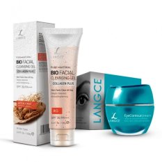 Bộ 1 kem trị thâm quầng mắt bọng mắt chống nhăn 12g và 1 gel rửa mặt sinh học đẹp da collagen+ chiết xuất hồng sâm 100g LANGCE