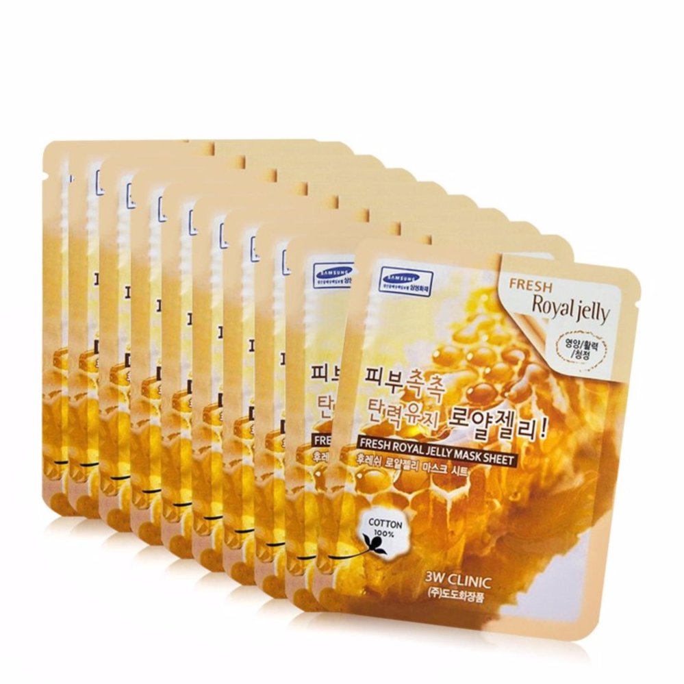 Bộ 10 gói mặt nạ chiết xuất sữa ong chúa 3W Clinic Fresh Royal Jelly Mask Sheet 23ml X 10
