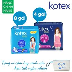 Giá Bộ 12 gói Kotex Style (8x Maxi, 4x ban đêm) Tặng ví cầm tay