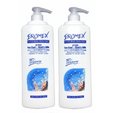 Bộ 2 chai sữa tắm dê Eromex dưỡng ẩm trắng da 1030ml (Xanh biển) nhập khẩu Malaysia