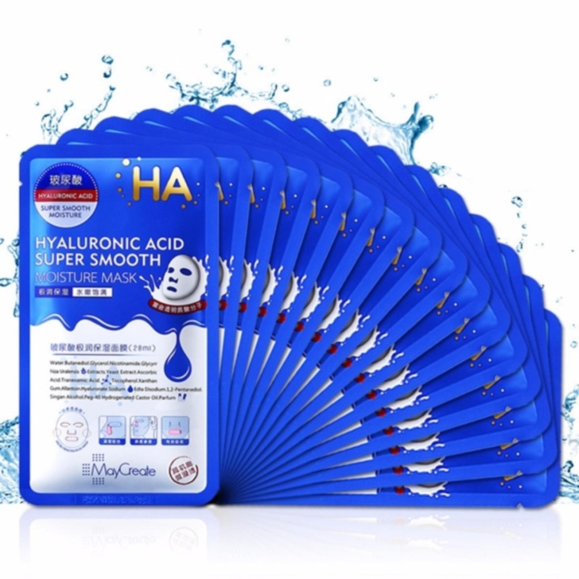 Bộ 20 Mặt nạ dưỡng da HA MayCreate - Hyaluronic Acid Super Smooth Mask (xanh)