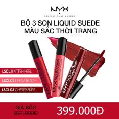 So Sánh Giá Bộ 3 son kem lì NYX Professional Makeup Liquid Suede Cream Lipstick Kitten Heels, Life’s a beach, Cherry Skies