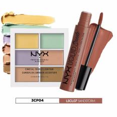 Nơi mua Bộ sản phẩm kem che khuyết điểm, tạo khối NYX Professional Makeup Conceal Correct Contour Palette 3CP04 và son kem lì nude cát LSCL07 Sandstorm