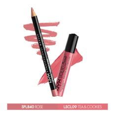 Địa Chỉ Bán Bộ son kem lì NYX Professional Makeup Liquid Suede LSCL09 Tea & Cookies và chì kẻ môi Slim Lip Pencil SPL840 Rose