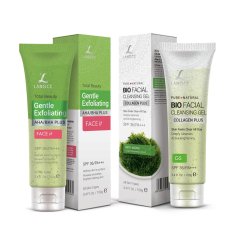 Bộ tẩy tế bào chết aha/bha+ FACE it da mặt 100g và gel rửa mặt sinh học đẹp da collagen + chiết xuất rong nho biển 100g LANGCE