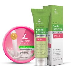 Bộ tẩy tế bào chết aha/bha+ FACE it da mặt 100g và ủ dưỡng da mặt sữa non 145g LANGCE