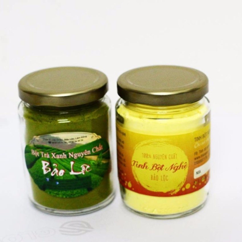 Hình ảnh Bộ Tinh Bột Nghệ Nguyên Chất 100gr + Bột Trà Xanh Nguyên Chất 100gr - Vũ Gia