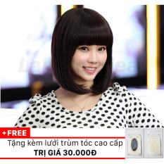 Bộ tóc giả ngắn mái ngang Hàn Quốc HQ121 (Nâu vàng) + Tặng kèm lưới trùm tóc cao cấp trị giá 30.000đ