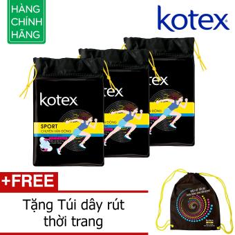 Combo 3 Kotex Sport Siêu mỏng cánh - Tặng Túi dây rút thời trang  