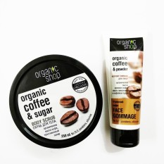 Combo tẩy da chết mặt và toàn thân mùi Cafe Organic Shop