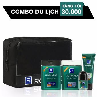 Combo Travel Kit Romano Classic: Dầu Gội 100g + Sữa tắm 100g + Gel tạo kiểu tóc 50g + Lăn...