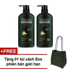 Combo 02 chai Dầu gội TRESemmé Salon Detox Tóc Chắc khỏe chuẩn Salon tại nhà 650g + Tặng 01 túi xách Eco phiên bản giới hạn (có ngăn trong)