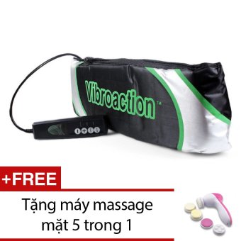 Đai massage thon gọn bụng Vibroaction (Đen) +Tặng máy massage mặt 5 trong 1  