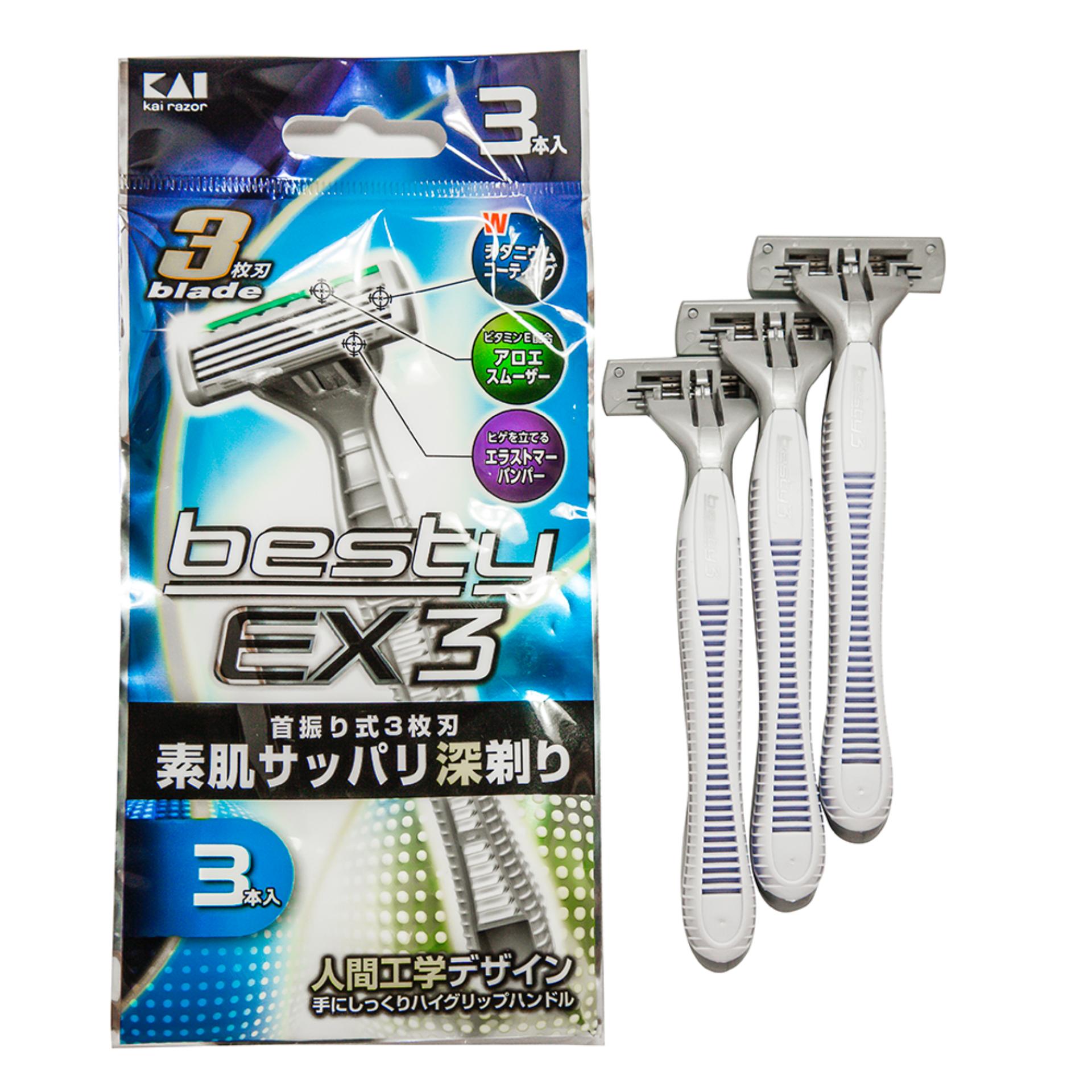 Dao cạo râu Nhật Bản 3 lưỡi Besty EX3 ( gói 3 chiếc)