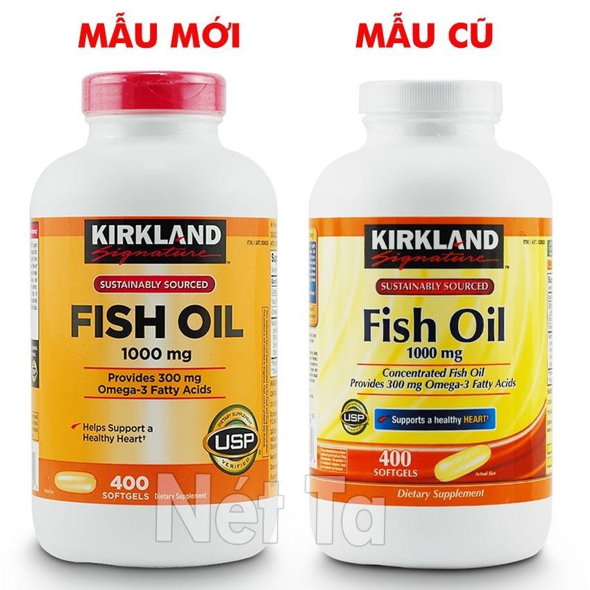 Dầu cá 1000mg Kirkland Signature hộp 400 viên - Mỹ - Cung cấp 300 mg Omega-3 cho trái tim khỏe...
