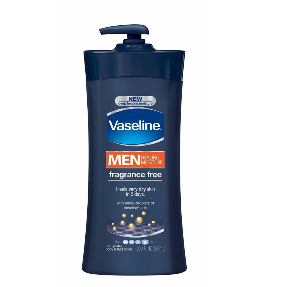 Dưỡng thể không mùi cho nam giới Vaseline Men Healing Moisture Body and Face Lotion, Fragrance Free 600ml