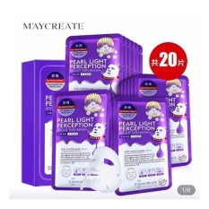 Hộp 20 miếng mặt nạ dưỡng trắng, làm mờ vết thâm HA Maycreate Pearl Light Perception Light Mask 23ml x 20