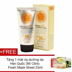 Kem Chống Nắng 3w Clinic Intensive Uv Sunblock Cream Spf 50 + Pa+++ 70 Ml+ Tặng 1 mặt nạ dưỡng da Hàn Quốc 3W Clinic Fresh Mask Sheet 23ml