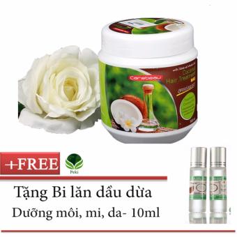 Kem xả Dầu Dừa siêu mềm mượt 500g + Tặng Bi lăn dầu dừa dưỡng môi, mi, da 10ml
