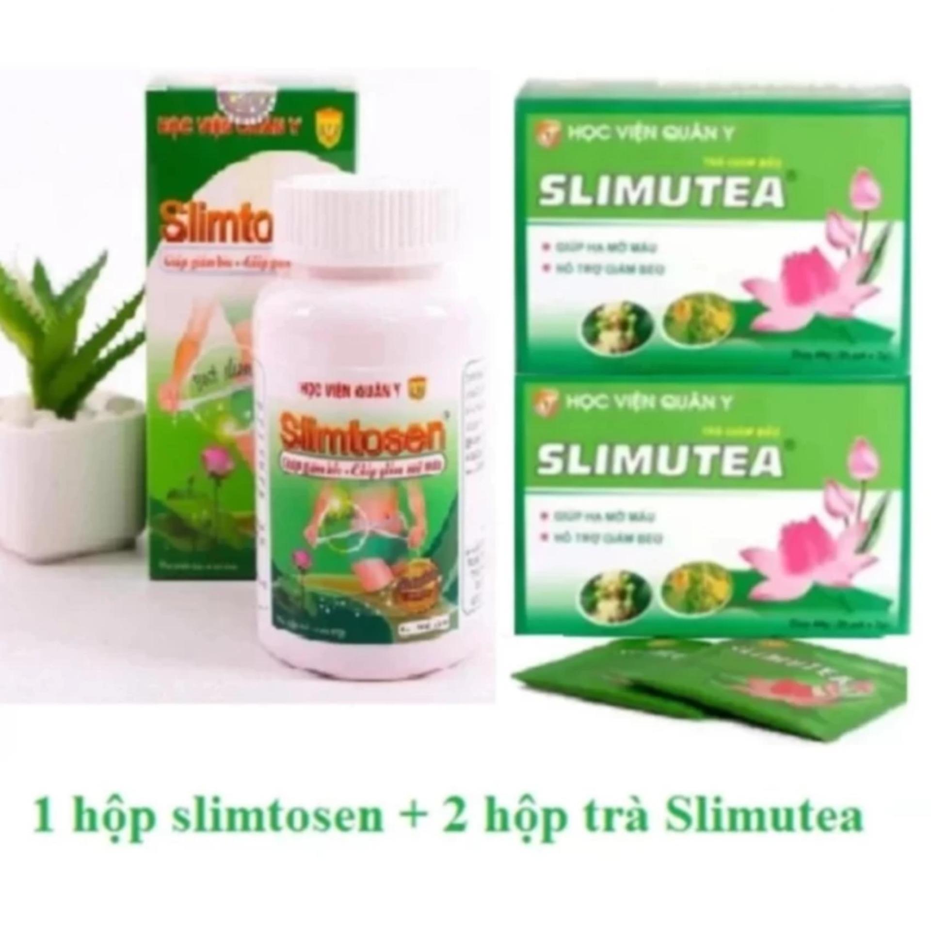 Liệu trình thảo dược giảm cân gồm 1 hộp thuốc Slimtosen & 2 hộp trà Slimutea Học viện Quân Y