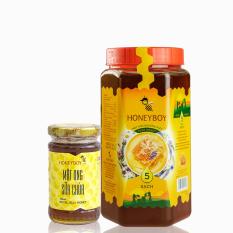 Mật Ong Thiên Nhiên 5 Sạch Honeyboy 1kg và Mật Ong Sữa Chúa Honeyboy 100ml