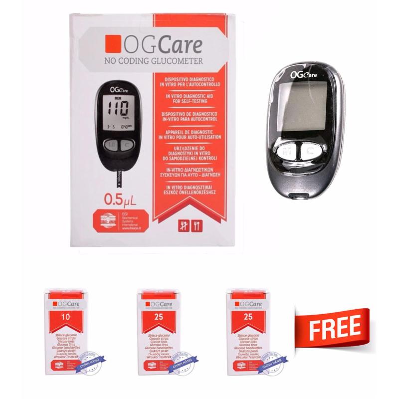 Nơi bán Máy đo đường huyết Ogcare của Ý + Tặng kèm 3 hộp 60 que thử