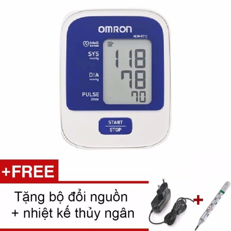 Nơi bán Máy đo huyết áp bắp tay Omron HEM-8712 BH 5 Năm + Tặng bộ đổi nguồn và Nhiệt kế thủy ngân